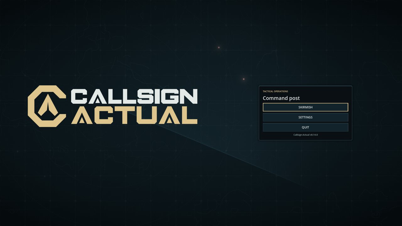 The game's main menu, with the Command post panel beside the logo.