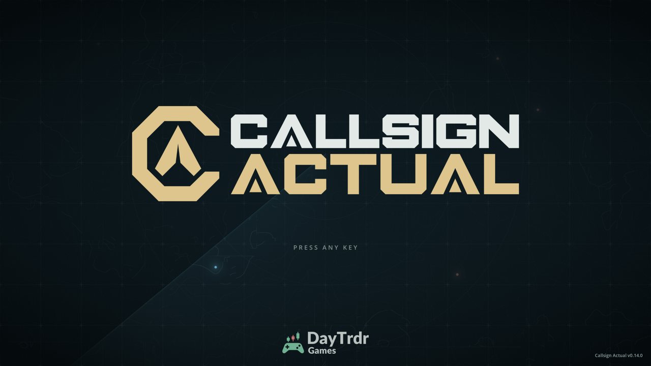The game's title screen: the Callsign Actual logo over a dark plotting table.